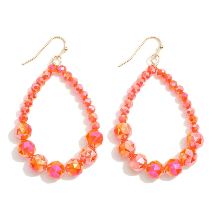 Beaded Teardrop Earrings (Orange Abalone)