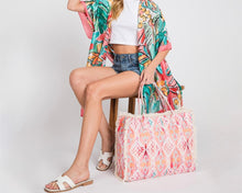 Load image into Gallery viewer, (Coral) Boho Diamond Pattern Fringe Tote Bag
