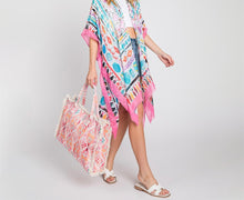 Load image into Gallery viewer, (Coral) Boho Diamond Pattern Fringe Tote Bag