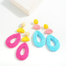 Load image into Gallery viewer, Raffia Drop Earring (Pink)