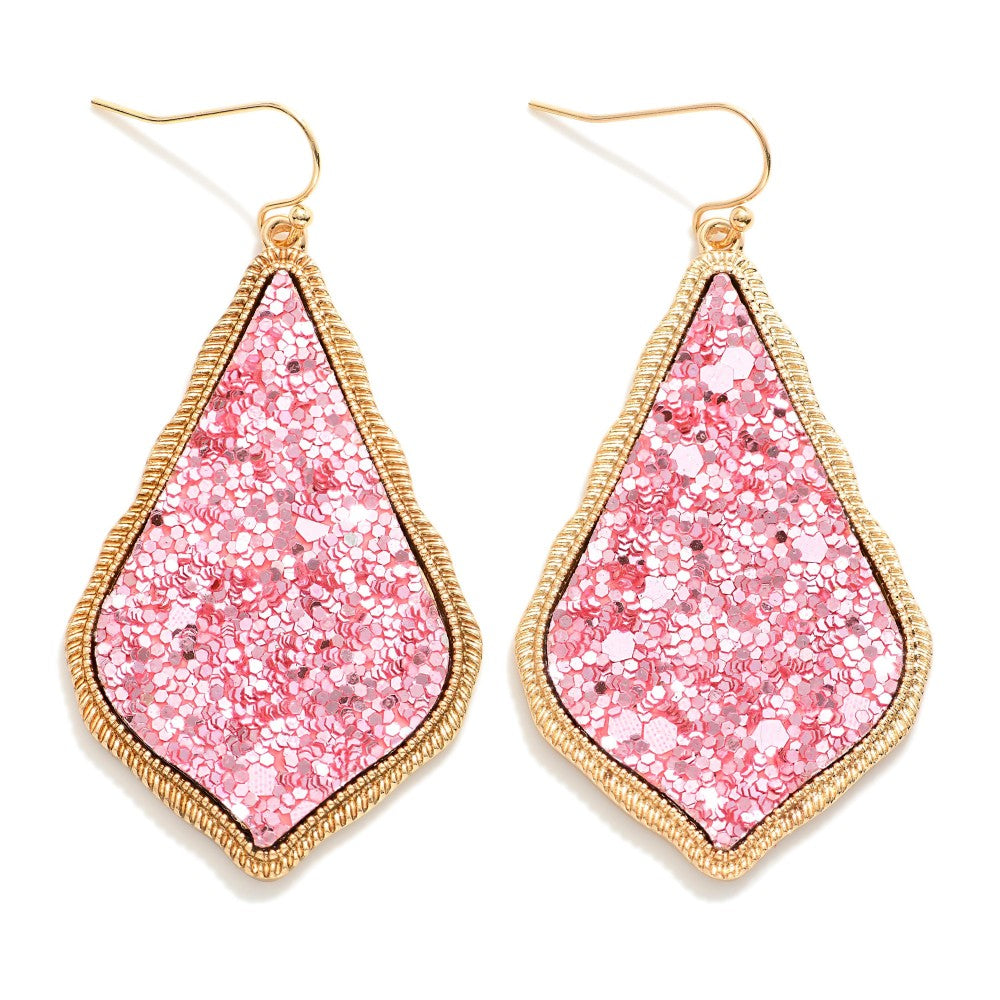 Glitter Teardrop Drop Earrings
(Pink)