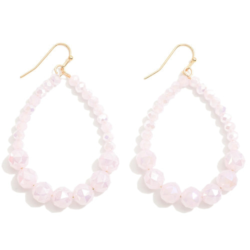 Beaded Teardrop Earrings (Pale Pink)