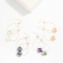 Load image into Gallery viewer, Metal Wire Teardrop Drop Earrings Featuring Glass Crystal