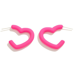 Coated Heart Hoop Earrings