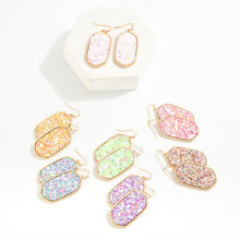 Load image into Gallery viewer, (White Multi) Long Glitter Hexagon Drop Earrings