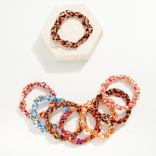 Load image into Gallery viewer, Set of Six Game Day Beaded Stretch Bracelets With Gold Tone Bead Accents (Orange/Navy)