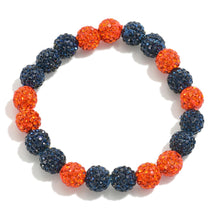 Load image into Gallery viewer, Two Tone Rhinestone Studded Stretch Bracelet (Orange/Blue)