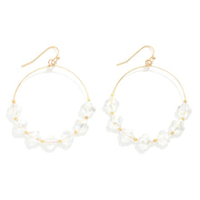Load image into Gallery viewer, Glass Crystal Clover Beaded Wire Hoop Drop Earrings (Crystal)