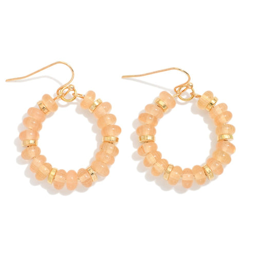 Candy Beaded Hoop Earrings Featuring Gold Tones (Natural)