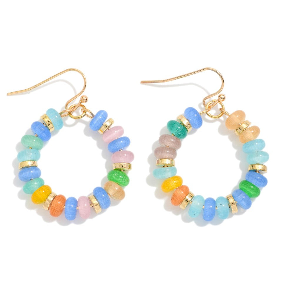 Candy Beaded Hoop Earrings Featuring Gold Tones (Multi)