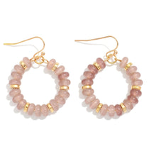 Load image into Gallery viewer, Candy Beaded Hoop Earrings Featuring Gold Tones (Purple)