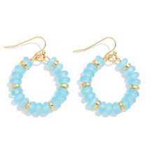 Load image into Gallery viewer, Candy Beaded Hoop Earrings Featuring Gold Tones (Turquoise)