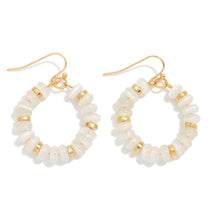 Load image into Gallery viewer, Candy Beaded Hoop Earrings Featuring Gold Tones (White)