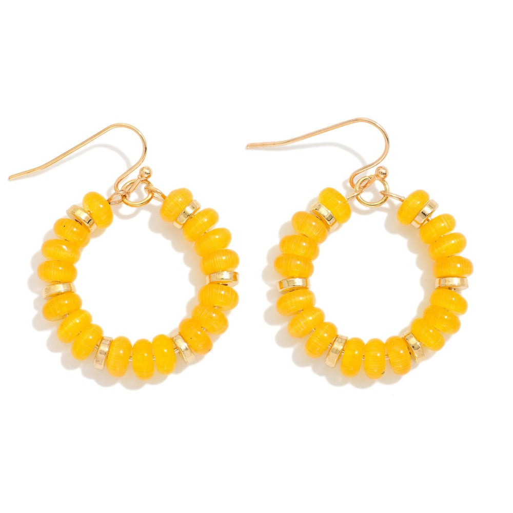 Candy Beaded Hoop Earrings Featuring Gold Tones (Yellow)