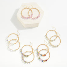 Load image into Gallery viewer, Beaded Hoop Drop Earrings Featuring Metal Tones &amp; Glass Crystal Teardrop Beads (Multi)