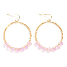 Load image into Gallery viewer, Beaded Hoop Drop Earrings Featuring Metal Tones &amp; Glass Crystal Teardrop Beads (Blush Pink)