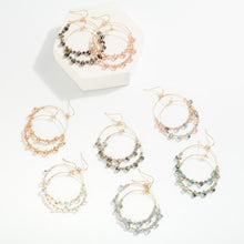 Load image into Gallery viewer, Beaded Wire Hoop Drop Earrings Featuring Glass Crystal Teardrop Beads (Multi)