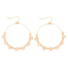 Load image into Gallery viewer, Beaded Wire Hoop Drop Earrings Featuring Glass Crystal Teardrop Beads (Champagne)