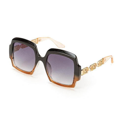 Large Square Gradient Sunglasses With Gold Tone Details