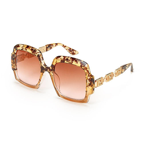 Large Square Gradient Sunglasses With Gold Tone Details