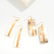 Load image into Gallery viewer, Wire Wrapped Rectangular Shell Drop Earrings (White)