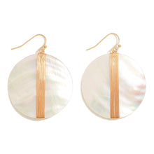 Load image into Gallery viewer, Circular Cut Shell Earrings With Wire Wrap Detail (White)
