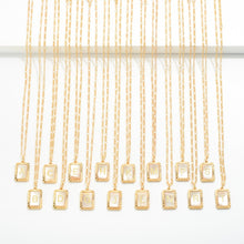 Load image into Gallery viewer, (B)Gold Figaro Chain Necklace With Mother Of Pearl Initial Charm