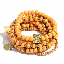Load image into Gallery viewer, Tan Wood Beaded Boho Stackable Bracelets