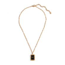 Load image into Gallery viewer, (H) Short Figaro Chain Link Necklace With Black Marble Initial Charm