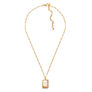 (E)Gold Figaro Chain Necklace With Mother Of Pearl Initial Charm