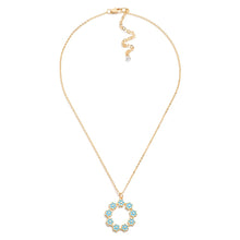 Load image into Gallery viewer, (Blue) Short Chain Link Necklace Featuring Enamel Flower Wreath Charm