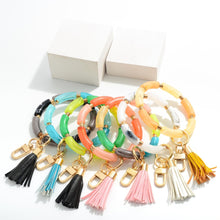 Load image into Gallery viewer, Multi~ Acrylic Tube Bead Keychain Featuring Tassel
