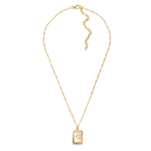 Load image into Gallery viewer, (C) Gold Figaro Chain Necklace With Mother Of Pearl Initial Charm