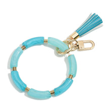 Load image into Gallery viewer, Blue~ Acrylic Tube Bead Keychain Featuring Tassel