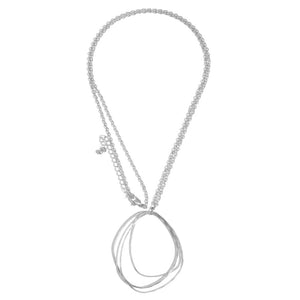 (Silver) Long Necklace Featuring Metal Pendant