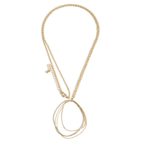 Gold long necklace Featuring Metal Pendant.