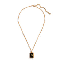 Load image into Gallery viewer, (B) Short Figaro Chain Link Necklace With Black Marble Initial Charm