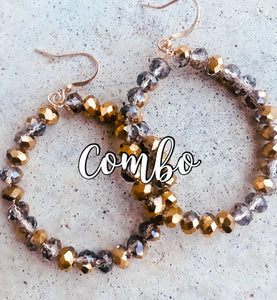 Combo Crystal (Gold/Silver Beaded Earrings)