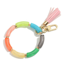 Load image into Gallery viewer, Multi~ Acrylic Tube Bead Keychain Featuring Tassel